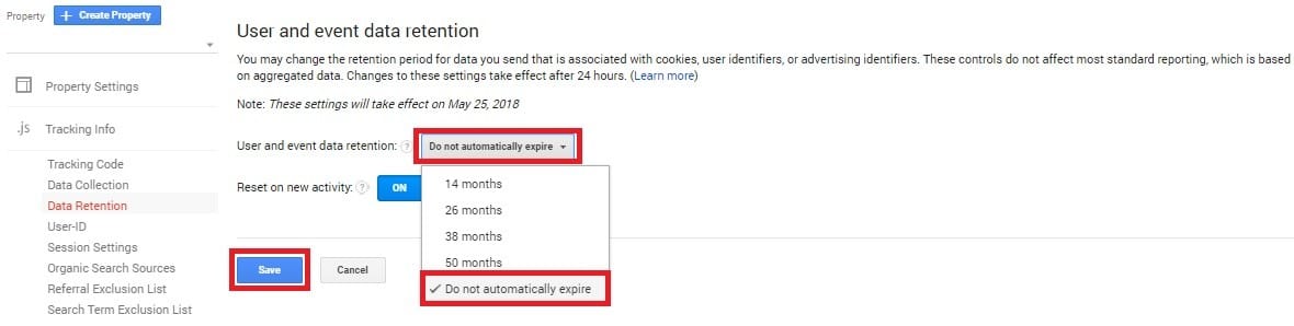 Google Analytics User And Data Retention