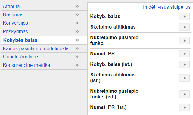 Nauja Google adwords reklamos kokybės balo analizavimo funkcija